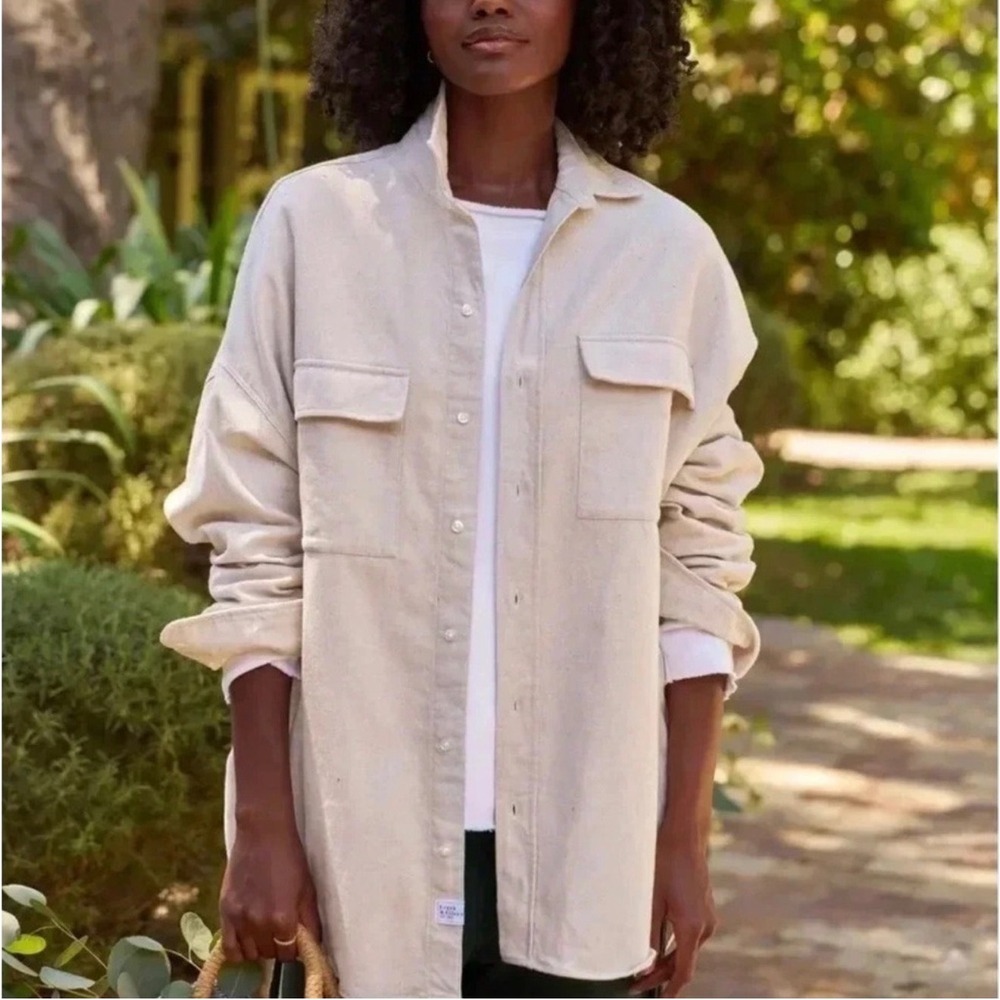 Frank & Eileen McLoughlin Shirt Women XS/S Beige Excellent Italian Cotton Top